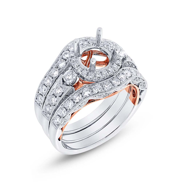 1.49ct 14k Two-tone Rose Gold Diamond Semi-mount Ring 3-pc