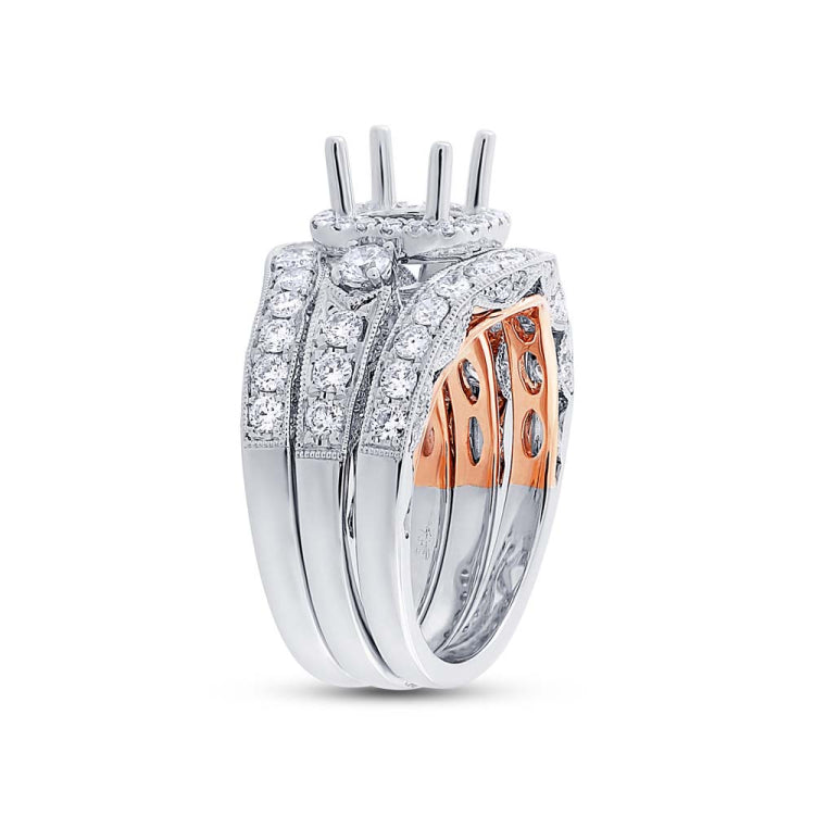 1.49ct 14k Two-tone Rose Gold Diamond Semi-mount Ring 3-pc