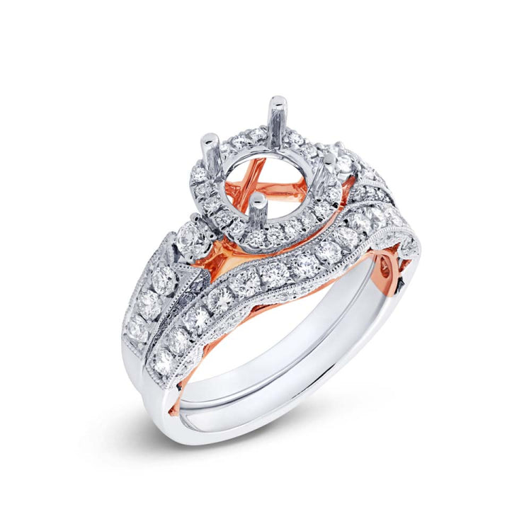1.02ct 14k Two-tone Rose Gold Diamond Semi-mount Ring 2-pc