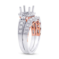 1.02ct 14k Two-tone Rose Gold Diamond Semi-mount Ring 2-pc