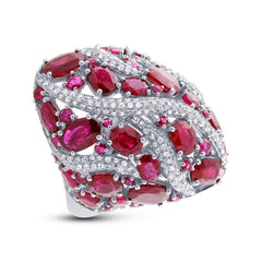 0.81ct Diamond & 8.17ct Ruby 14k White Gold Ring