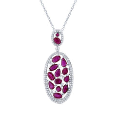 0.60ct Diamond & 2.88ct Ruby 14k White Gold Pendant
