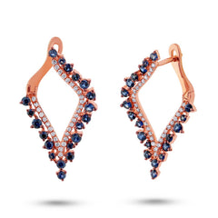 0.25ct Diamond & 1.06ct Blue Sapphire 14k Rose Gold Earring