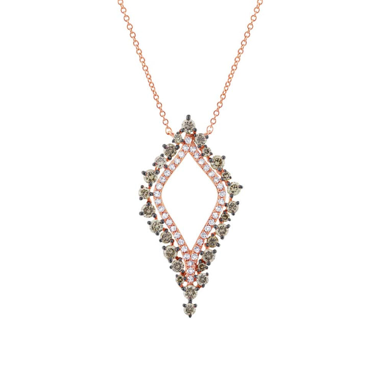 0.94ct 14k Rose Gold White & Champagne Diamond Necklace