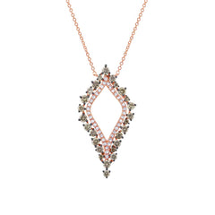 0.94ct 14k Rose Gold White & Champagne Diamond Necklace
