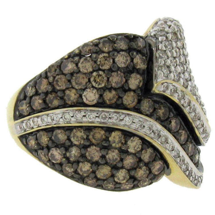 2.76ct 14k Two-tone Gold White & Champagne Diamond Lady's Ring Size 12