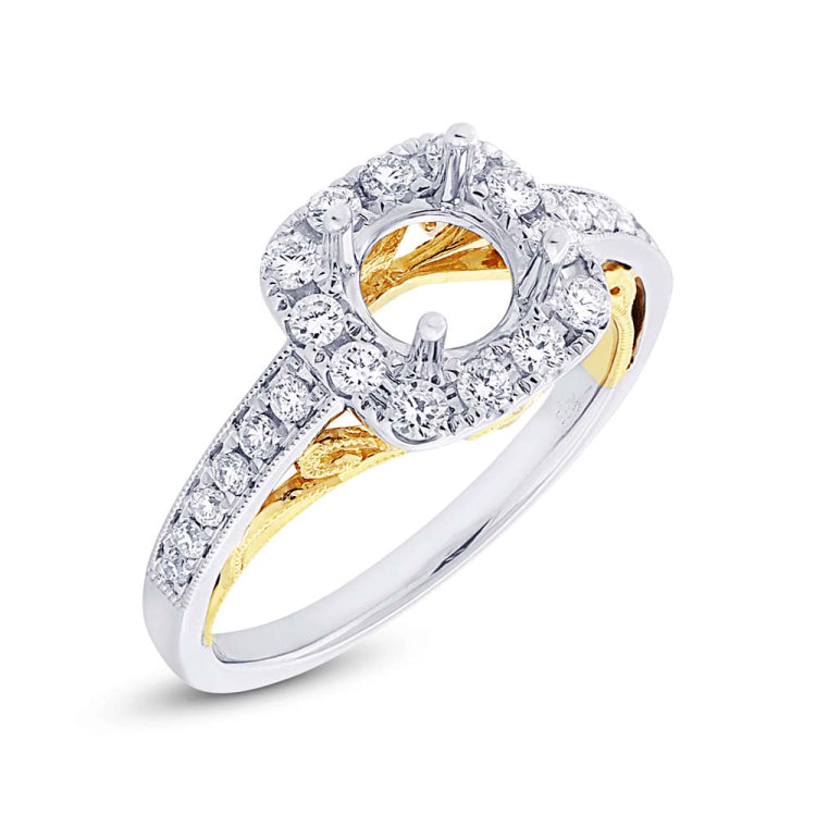 0.52ct 14k Two-tone Gold Diamond Semi-mount Ring