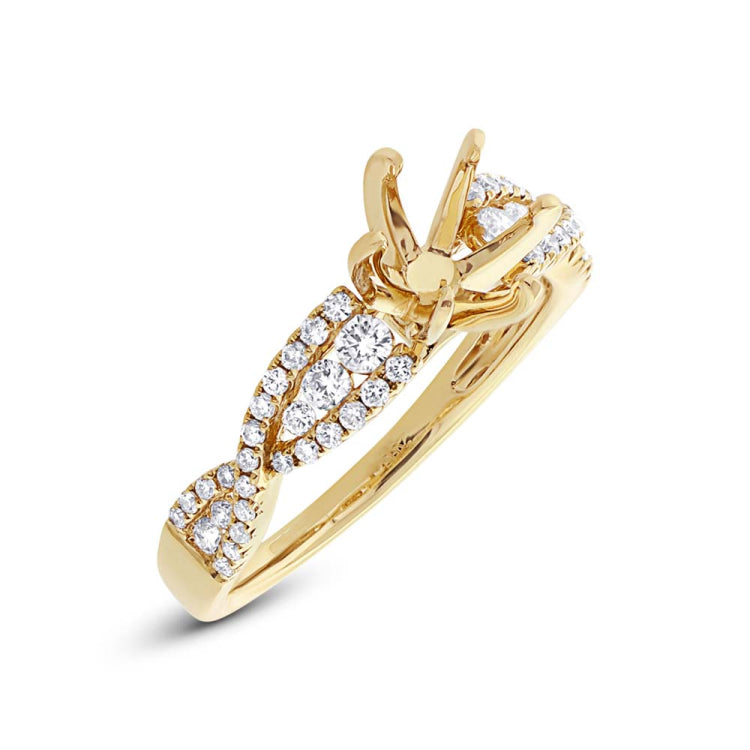 0.45ct 14k Yellow Gold Diamond Semi-mount Ring for 1.00ct Center