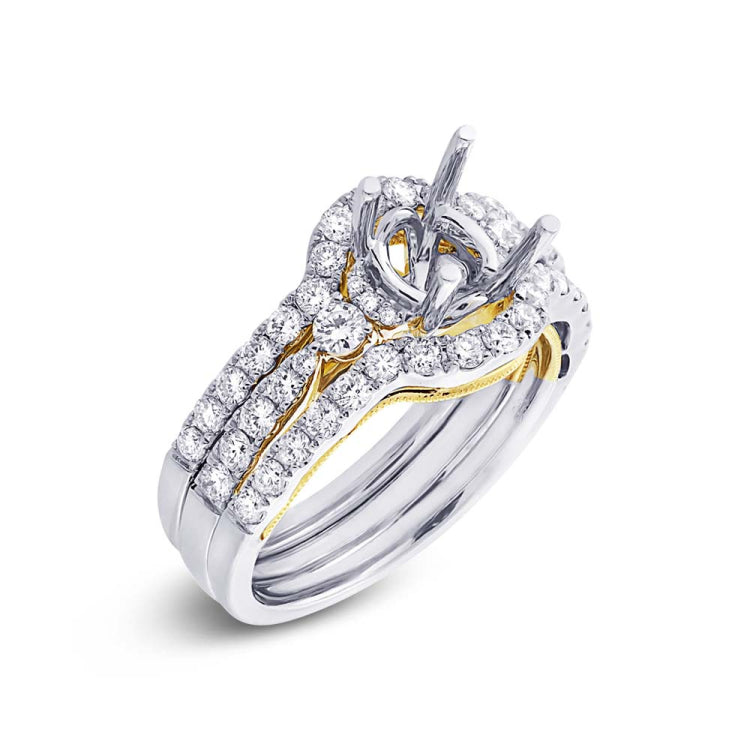0.96ct 14k Two-tone Gold Diamond Semi-mount Ring 3-pc