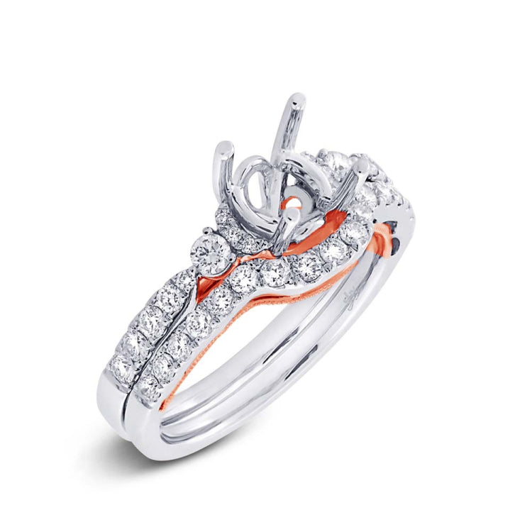 0.65ct 14k Two-tone Rose Gold Diamond Semi-mount Ring 2-pc
