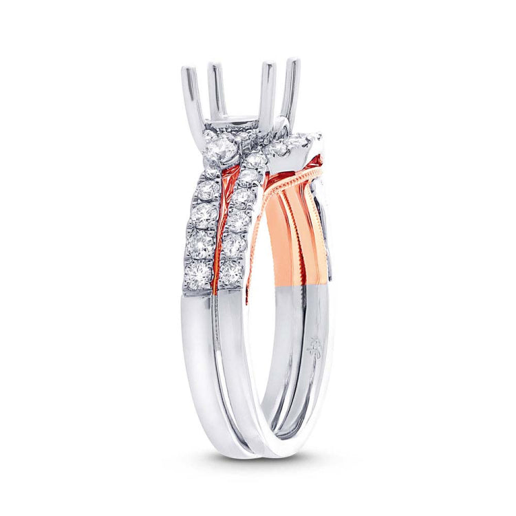 0.65ct 14k Two-tone Rose Gold Diamond Semi-mount Ring 2-pc