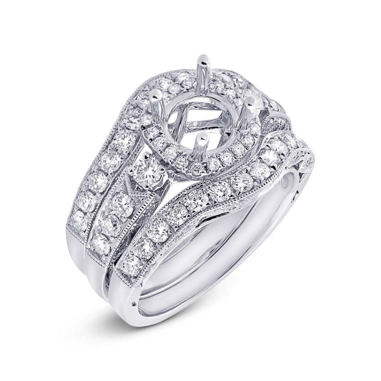 1.49ct 14k White Gold Diamond Semi-mount Ring 3-pc
