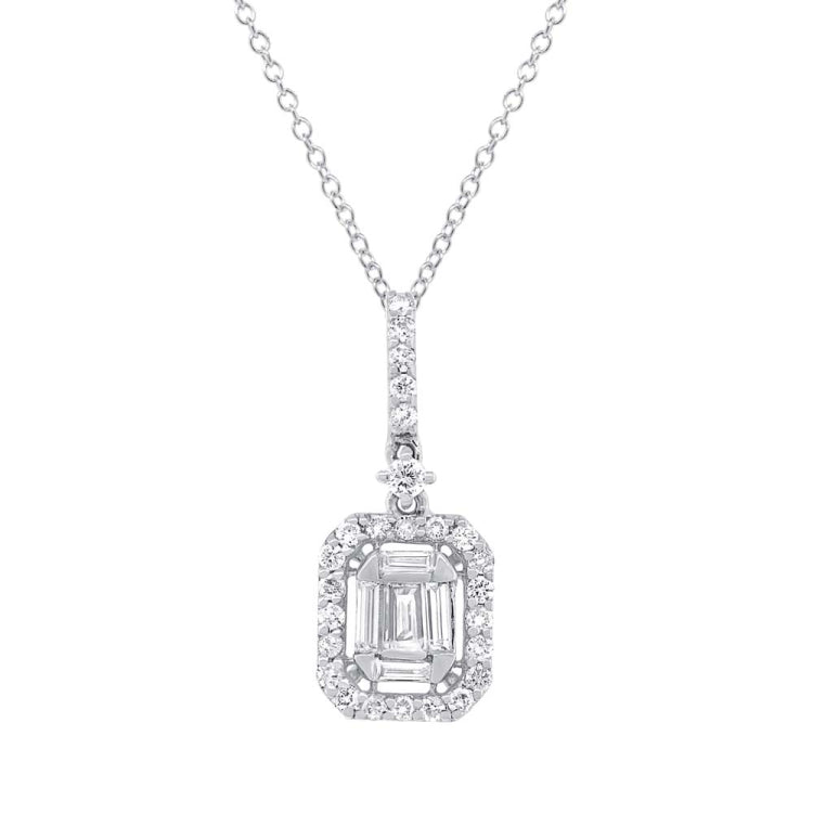 0.45ct 18k White Gold Diamond Baguette Pendant
