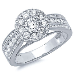 1.25ct 14k White Gold Diamond Cluster Engagement Ring Size 5.5
