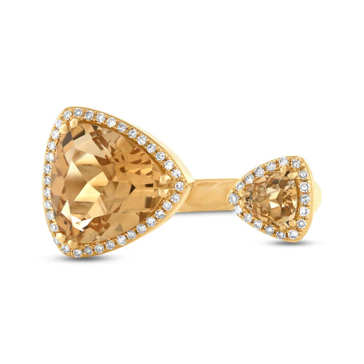 0.20ct Diamond & 4.46ct Citrine 14k Yellow Gold Ring