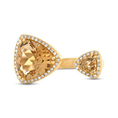 0.20ct Diamond & 4.46ct Citrine 14k Yellow Gold Ring