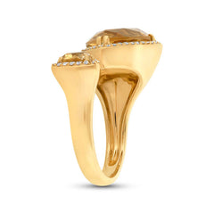 0.20ct Diamond & 4.46ct Citrine 14k Yellow Gold Ring