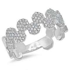 0.38ct 14k White Gold Diamond Pave Octagon Ring Size 9