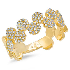 0.38ct 14k Yellow Gold Diamond Pave Octagon Ring Size 9