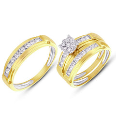 0.96ct 14k Yellow Gold Diamond Trio Set Cluster