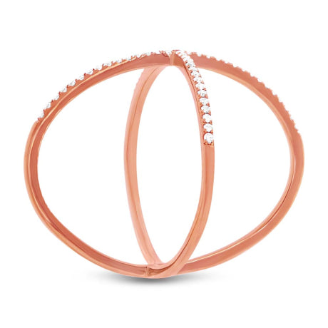 0.18ct 14k Rose Gold Diamond Lady's "X" Ring Size 8.75