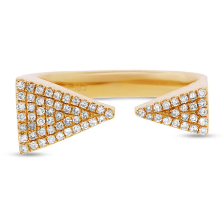 0.22ct 14k Yellow Gold Diamond Pave Triangle Ring Size 5.5