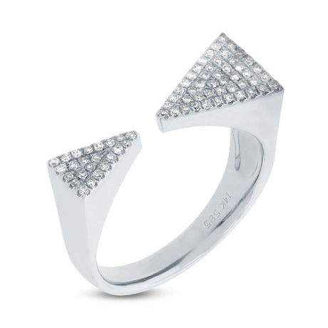 0.22ct 14k White Gold Diamond Pave Triangle Ring Size 5.5