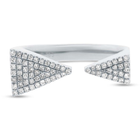 0.22ct 14k White Gold Diamond Pave Triangle Ring Size 5.5