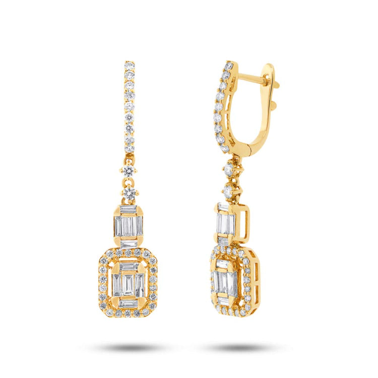 1.27ct 18k Yellow Gold Diamond Baguette Earring