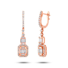 1.27ct 18k Rose Gold Diamond Baguette Earring