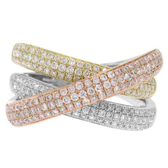 1.00ct 14k Three-tone Diamond Bridge Lady's Ring Size 6.75