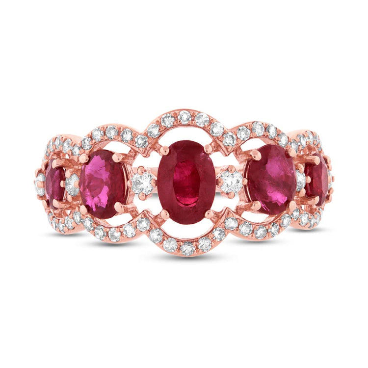 0.40ct Diamond & 1.85ct Ruby 14k Rose Gold Ring