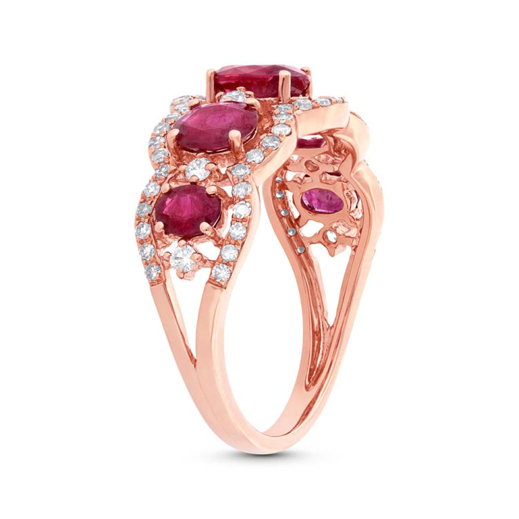 0.40ct Diamond & 1.85ct Ruby 14k Rose Gold Ring