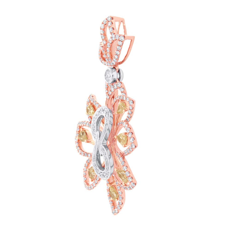 1.37ct 18k Three-tone Gold White & Fancy Color Diamond Pendant