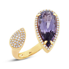 0.34ct Diamond & 4.68ct Amethyst 14k Yellow Gold Ring