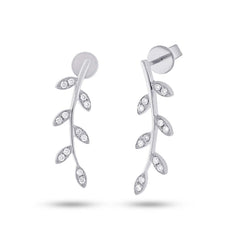 0.19ct 14k White Gold Diamond Leaf Earring