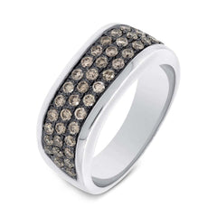 1.08ct 14k White Gold Champagne Diamond Men's Band Size 8.5