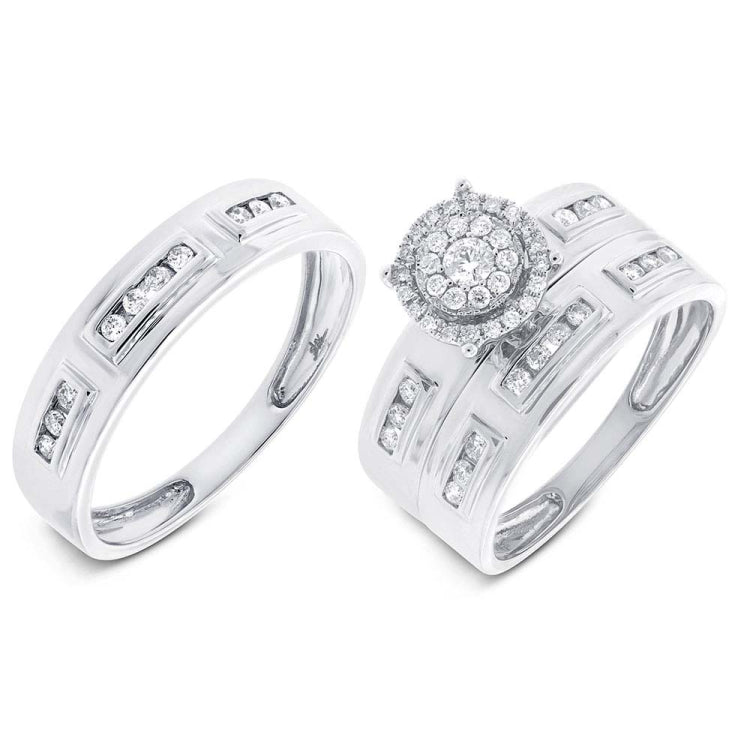 0.48ct 14k White Gold Diamond Trio Set Cluster