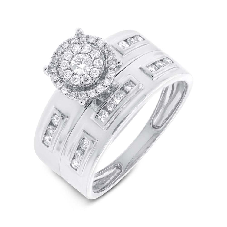 0.48ct 14k White Gold Diamond Trio Set Cluster
