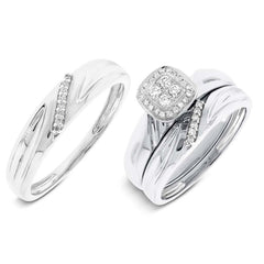0.18ct 14k White Gold Diamond Trio Set