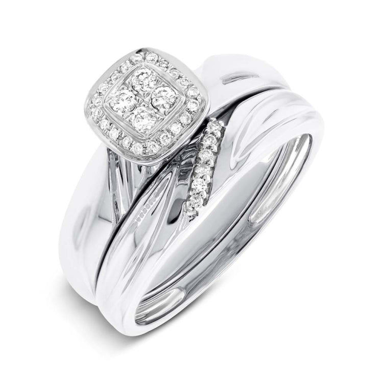 0.18ct 14k White Gold Diamond Trio Set