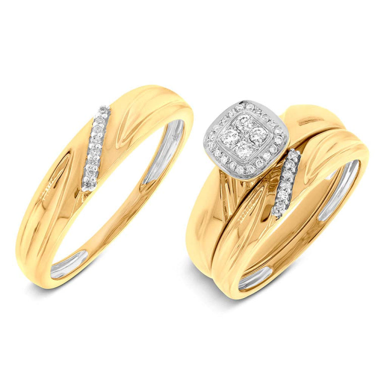 0.18ct 14k Yellow Gold Diamond Trio Set