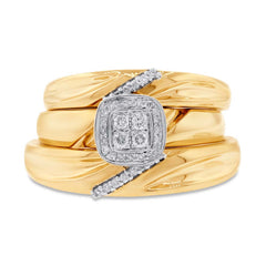 0.18ct 14k Yellow Gold Diamond Trio Set