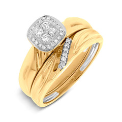 0.18ct 14k Yellow Gold Diamond Trio Set