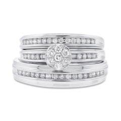 0.37ct 14k White Gold Diamond Trio Set Cluster