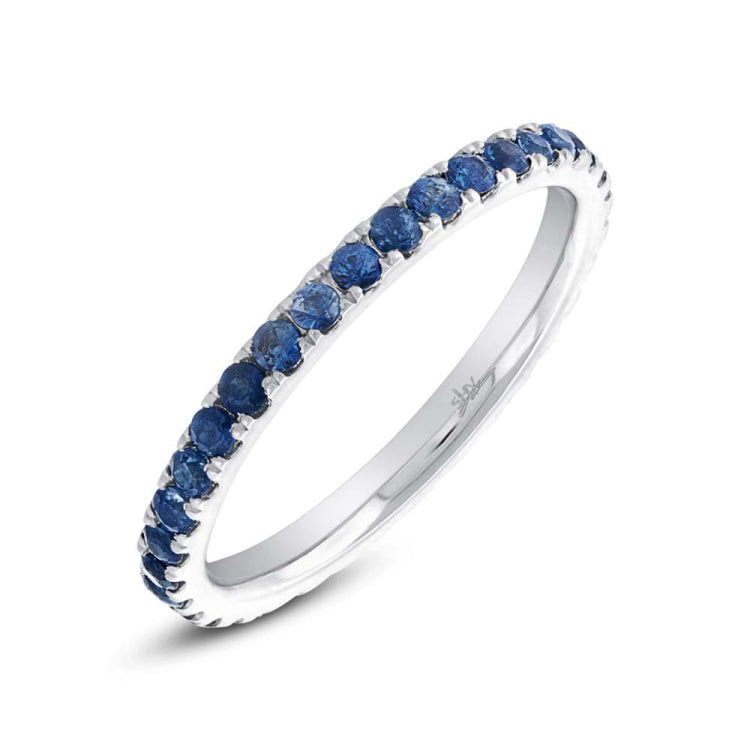 0.85ct 14k White Gold Blue Sapphire Eternity Band Size 6