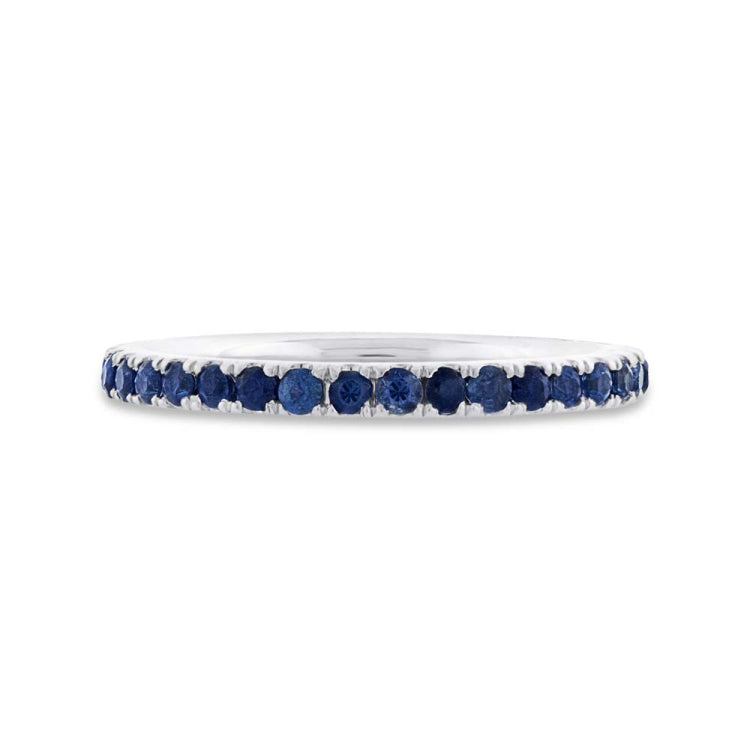 0.85ct 14k White Gold Blue Sapphire Eternity Band Size 6