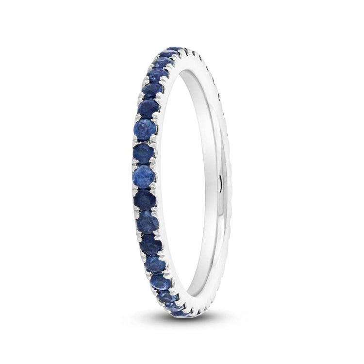 0.85ct 14k White Gold Blue Sapphire Eternity Band Size 6