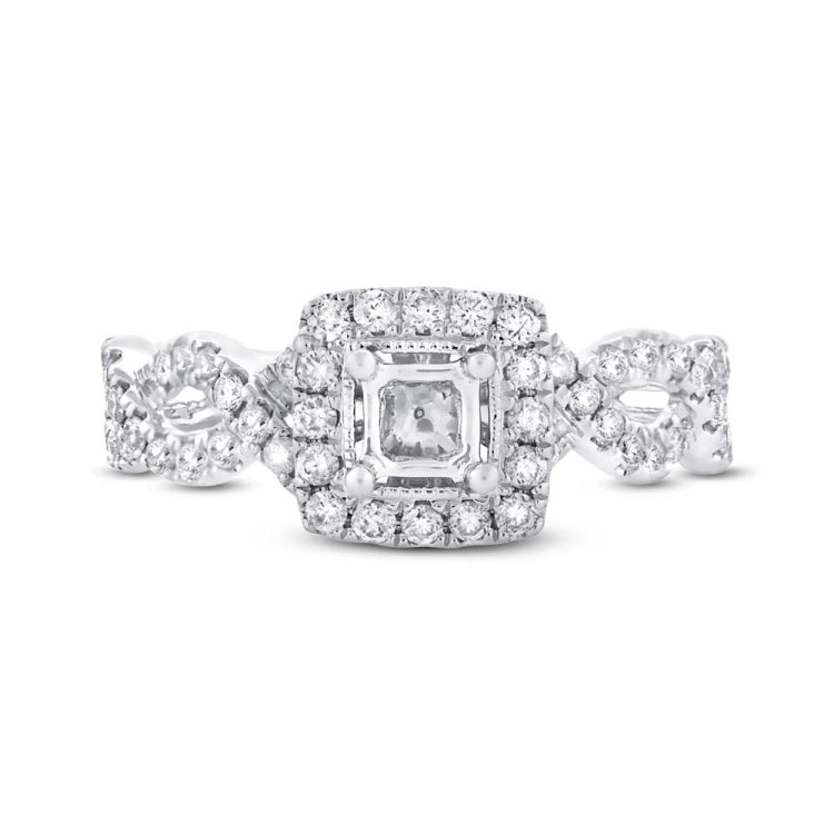 0.65ct 14k White Gold Diamond Semi-mount Ring Size 7