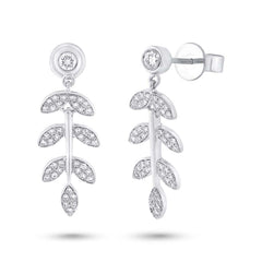 0.32ct 14k White Gold Diamond Leaf Earring